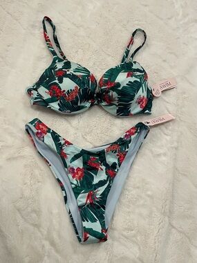 Victoria’s Secret blue palm Bikini Set